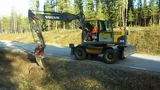 Volvo EW160C  Preplough with ripper [upl. by Enimassej]