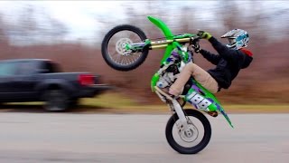 CRAZY DIRT BIKE ROAD WHEELIES [upl. by Leinto377]