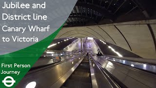 London Underground First Person Journey  Canary Wharf to Victoria via Westminster [upl. by Edette660]