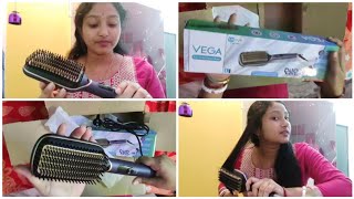 Finally hair straightener brush kinlam😊😊vega hair straightener brush minakshis story [upl. by Llorre]