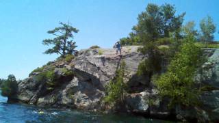 Cliff jumping at Devils Oven Island 1000 Islands [upl. by Ayekim]