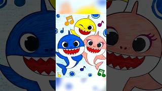 Baby Shark Mommy Shark Daddy Shark PINKFONG Doo Doo Doo shorts babyshark video coloring art [upl. by Euqinahc]