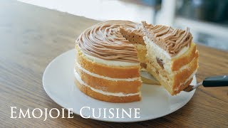 Mont Blanc chestnut cake Recipe モンブランケーキの作り方  Emojoie Cuisine [upl. by Eifos171]