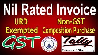 Non GST Nil Rated Exempted URD Composition Purchase Invoice in Tally ERP 9 Part29GST Tally [upl. by Entirb]