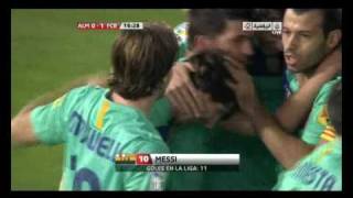 MESSI HATTRICK Barcelona vs Almeria 80 112010 [upl. by Yenttirb]