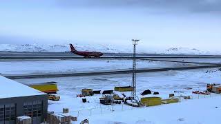 Tuukkaq Airbus A330neo first landing in Nuuk 4K [upl. by Nonnaihr449]