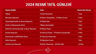 2024 YILI RESMİ TATİL VE DİNİ GÜNLER [upl. by Ellerrad]