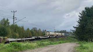 Hectorrail’s southbound freight train seen just south of Arbrå station [upl. by Ahsielat]