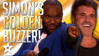 SIMON COWELLS GOLDEN BUZZER AUDITION For Comedian Axel Blake On Britains Got Talent 2022 [upl. by Eaned]