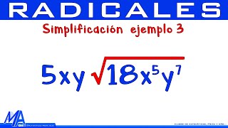 Simplificación de radicales  Ejemplo 3 [upl. by Refotsirhc]