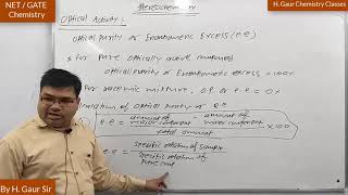 Stereochemistry  Optical Purity  Enantiomeric Excess  CSIR NET Chemistry [upl. by Hurleigh]