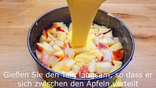 schnelles und einfaches Apfelkuchen Rezept 5 Minuten Arbeit und 25 Minuten Backen 139 [upl. by Samson]