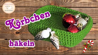 Körbchen für Weihnachten häkeln  Körbchen Eckig häkeln  Maschenschäfchen [upl. by Mccord]