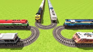 6 TRAINS OVERLAPPING ON THE THREE 180 DEGREE° SHARP TURNS RAILROAD ▶️ Train Simulator  CrazyRails [upl. by Annairt]