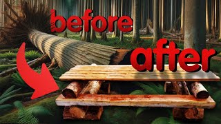 Turn Excess Trees into a Log Picnic Table  Easy Peasy [upl. by Haraz]