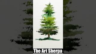 Incredibly easy watercolor tree with fan brush technique [upl. by Horwitz]