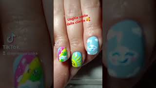 unghie con le nuvolette 🩵☔🌧️💧🌈🌌nails nailart onicotecnica uñas nuvole lunaarcobaleno dipinge [upl. by Llekram306]