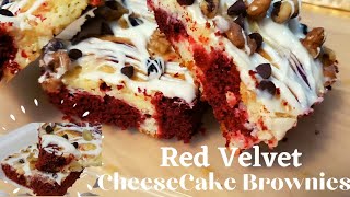 Red Velvet Cheesecake Brownies Using Cake Mix Cake Mix Hacks😮 [upl. by Anyad]