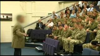 Former SAS Soldier Andy McNab Visits Army College  Forces TV [upl. by Jaquelyn551]