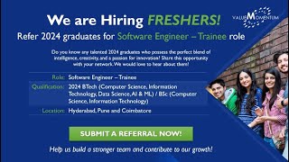 Value Momentum Hiring 2024 BTech and BSc Graduates as Software Engineer Trainee  Job  Hiring [upl. by Ahsata]