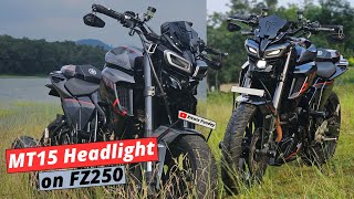 Indias Most Modified YAMAHA FZ250 with MT15 Headlight  Ritwiz Pandey [upl. by Nahgrom573]