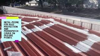 How to Prime and Caulk a Metal Roof Coating Application roofcoating roofrestoration roofpainting [upl. by Effy593]