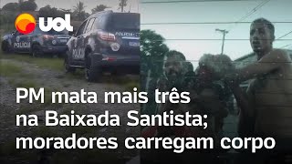 Moradores carregam corpo de morto pela PM na Baixada Santista ação do governo de SP soma 43 mortes [upl. by Barcroft]