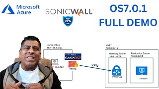 Site to Site VPN using a Sonicwall OS7 to Azure  Full Demo [upl. by Ayanat]