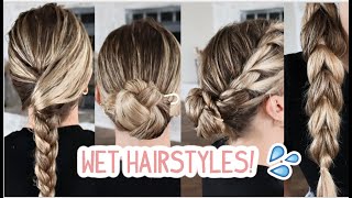 QUICK HAIRSTYLES FOR WET HAIR MEDIUM amp LONG HAIRSTYLES [upl. by Lam43]