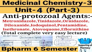 Antiprotozoal agents। Medicinal chemistry।Metronidazole।Tinidazole।Atovoquone।Eflorinithine।Bph6sem [upl. by Lanie844]