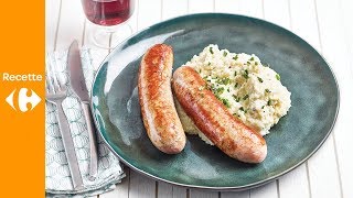 Saucisse grillée avec purée de pommes de terre courgettes et fromage frais [upl. by Nodearb711]