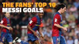 Messis best 10 goals according to the fans [upl. by Aiciled]