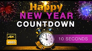 4K New Years’ COUNTDOWN VIDEO 10 Seconds with Sound Effects Fireworks DOWNLOAD  2024 [upl. by Idonna776]