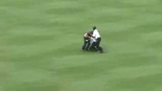 Red Sox Fan Rushes Field During Braves Game [upl. by Enneiviv]