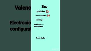 Zinc valency electronic configuration valence electrons shorts chemistry [upl. by Aizirk]