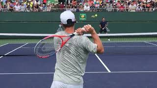 Schwartzman and Federer  2019 Indian Wells Practice Clip 2 [upl. by Viglione]