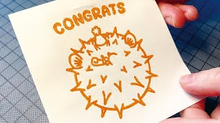 판화 Congratulations  Postcard printmaking  Linocut ProcessVideo [upl. by Onileba919]