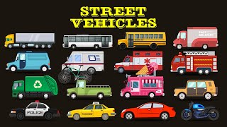 Street Vehicles  Cars Trucks amp Motorcycles  Kids Tube  Fun amp Learning Video [upl. by Cyrano84]