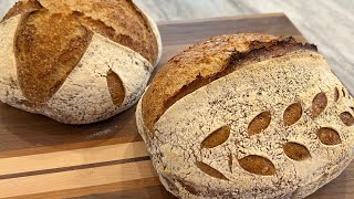 Easy French country loaf made with poolish bread baking breadmaking homemade artisanbread [upl. by Clevie]