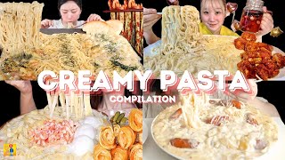 CREAMY PASTA MUKBANG ASMR COMPILATION  BIG BITES  EATING SOUNDS  CARBONARA  ALFREDO [upl. by Eiralih]