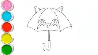 Cat Umbrella Drawing Painting amp Coloring For Kids Toddlers Kids Art [upl. by Drawe]