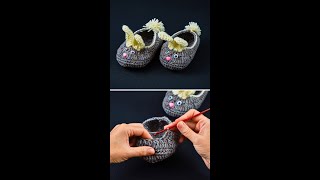 How to crochet simple slippers Bunnies 1218 months Miarti🧶 [upl. by Bonnell]