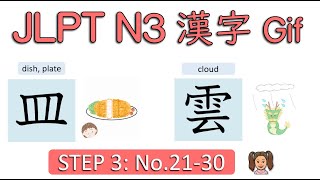 JLPT N3 Kanji Step 3 No21  30 貝竹皿血戸士虫寺雲雪 [upl. by Eittak]