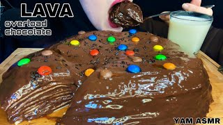 🍫ASMR HUGE CHOCOLATE OVERLOAD CREPE CAKE WITH MampM’s MUKBANG 누텔라 크레이프 케이크  ヌテラのクレープケーキ 能多益可麗餅蛋糕 [upl. by Winer]