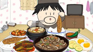 할머니표 시골 집밥 먹방  애니먹방 Korean Home Made Food Mukbang Animation ASMR foomuk푸먹 [upl. by Oicor]