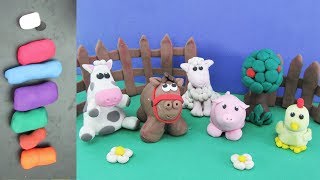 How To Make Clay Farm Animals Pig Horse Cow Sheep and Chicken  Clay Modeling Projects [upl. by Janeta238]