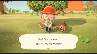 What Happens If You Dont Heal a Wasp Sting  Using Medicine in Animal Crossing New Horizons [upl. by Eelrahc892]