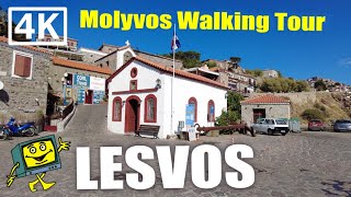 Molyvos  Lesvos Lesbos Greece  4K Walking Tour [upl. by Ecienal]