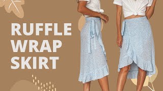 DIY RUFFLE WRAP SKIRT  Beginner friendly  Step by step sewing tutorial [upl. by Eitsym]