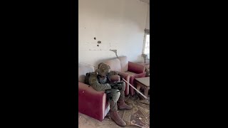 Israeli soldier mimics Yahya Sinwars final moments [upl. by Atinek]